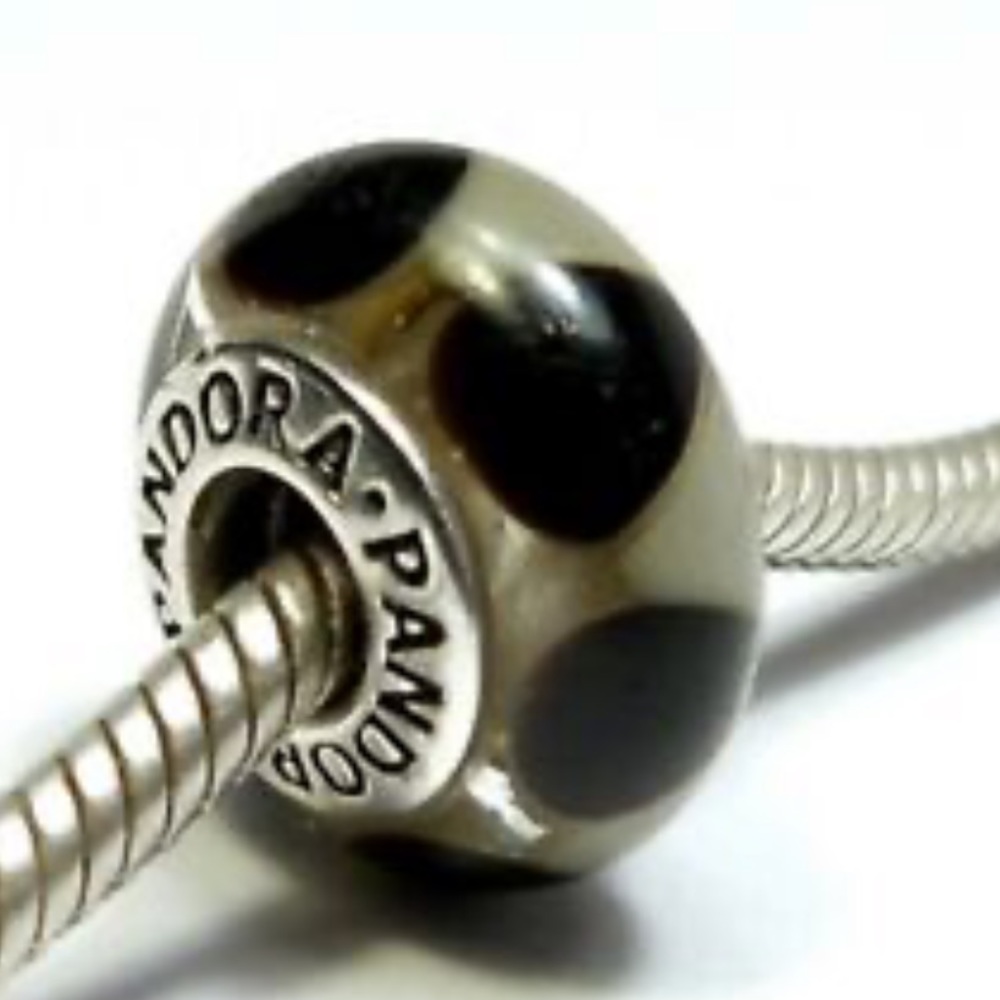 Pandora Authentic Captivating Black and Grey Murano Glass Charm